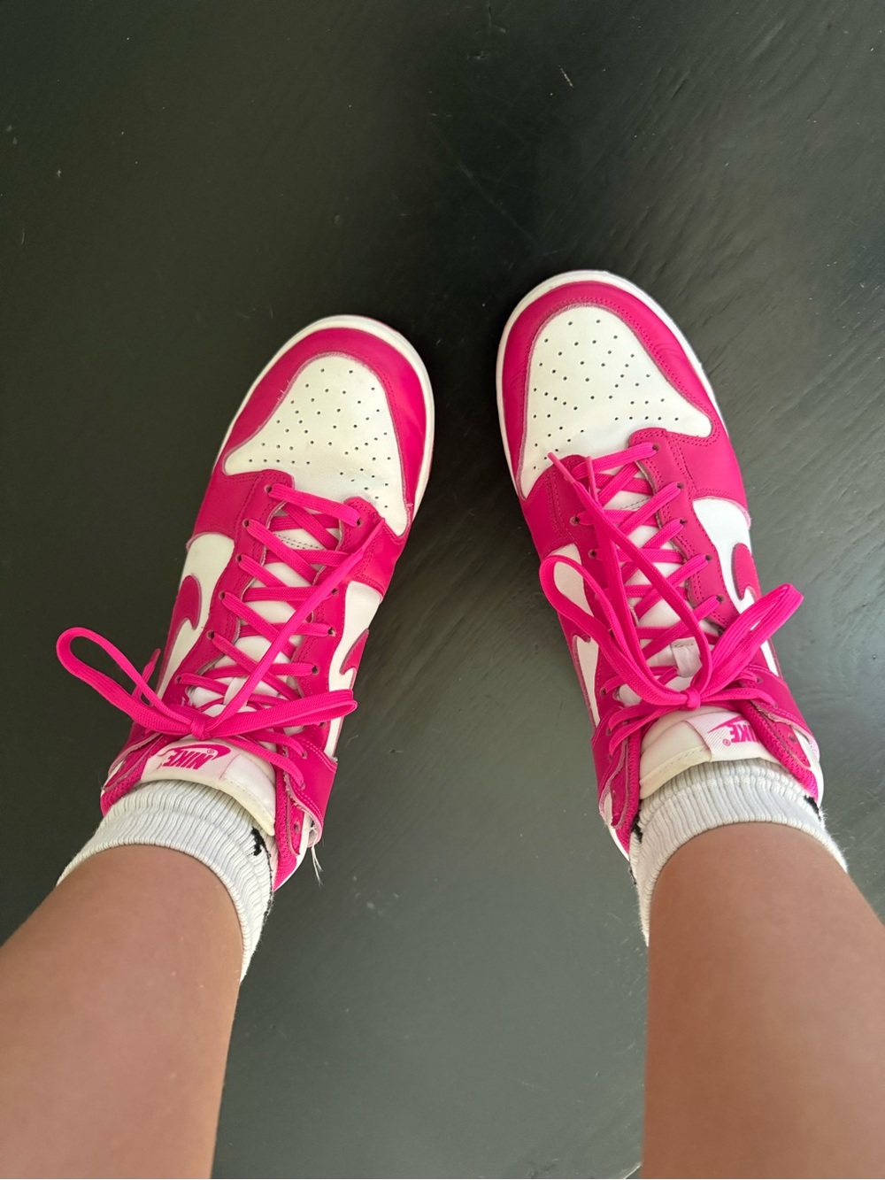 Nike Dunk high top pink shoes
